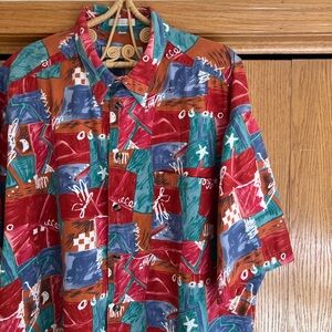 Vtg short sleeve men's button up shirt size XL